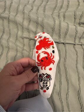 Beaded headband crawfish boil white red black brand new